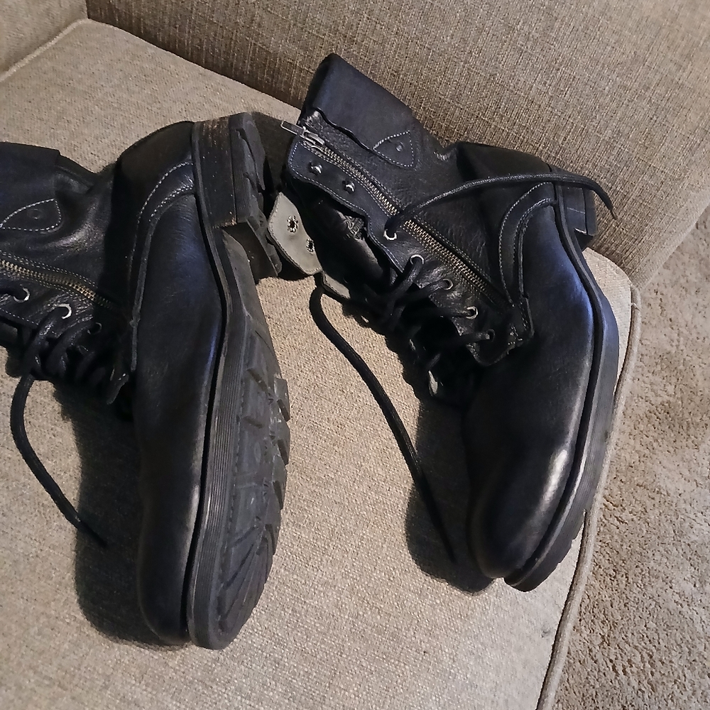 MEN B lack Leather Lace-Up Boots, GBX, size 13